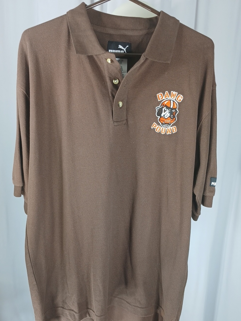 Puma Men's Brown cotton Polo with Dawg Pound Chest Logo